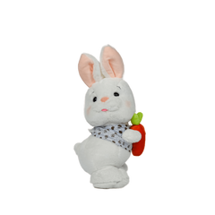 Игрушка мягкая Кролик в синей кофточке с морковкой 30см, 30 см