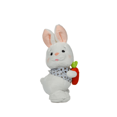 Іграшка м'яка Кролик в синій кофтинці з морковкою 30см, 30 см