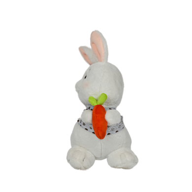 Іграшка м'яка Кролик в синій кофтинці з морковкою 30см, 30 см