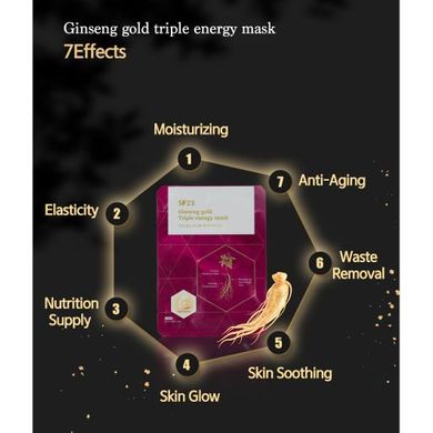 Преміальна енергетична антивікова маска з женьшенем та золотом Skin Factory SF23 Ginseng Gold